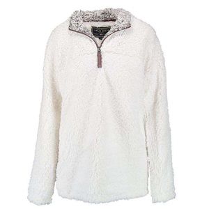 FROSTY TIPPED PILE 1/2 ZIP PULLOVER IN IVORY